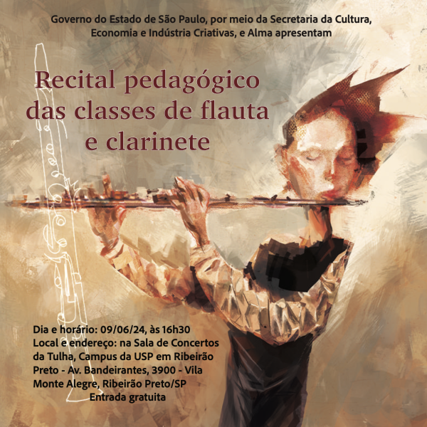 Alma apresenta recital de flautas e clarinetes  neste domingo