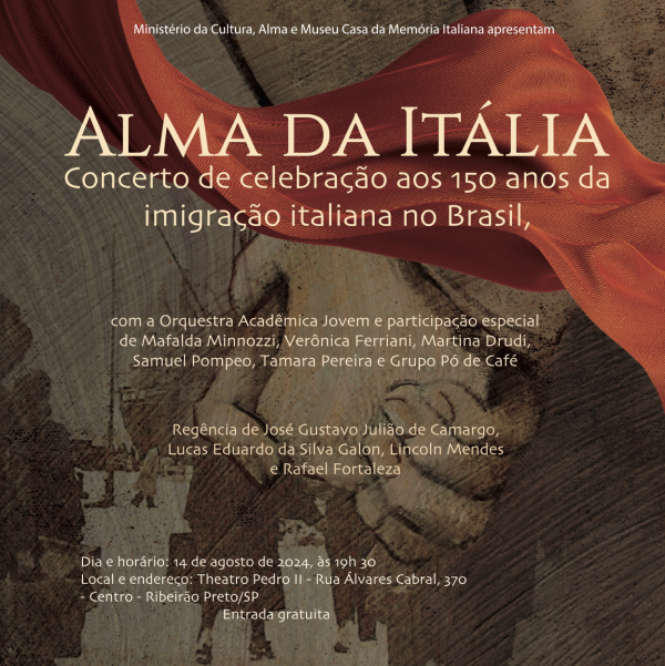 Concerto “Alma da Itália” celebra os 150 anos da imigração italiana ao Brasil